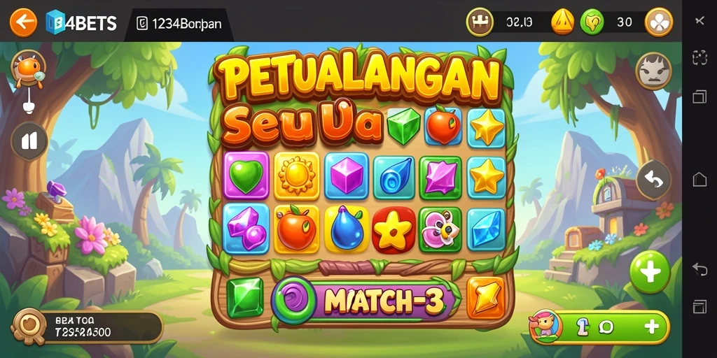 Gameplay seru di 1234BETS memperlihatkan kombinasi permata berwarna.