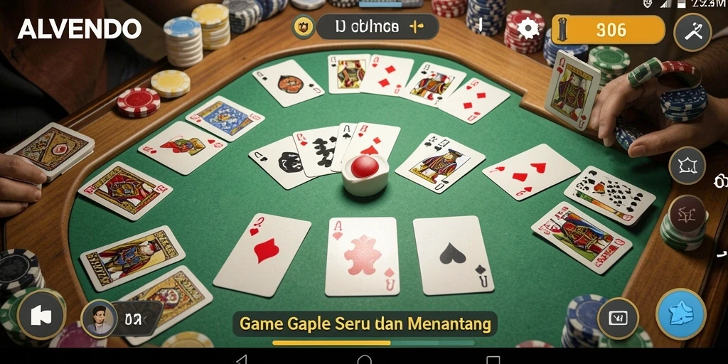 Tampilan gameplay seru permainan Gaple di ALVENDO.