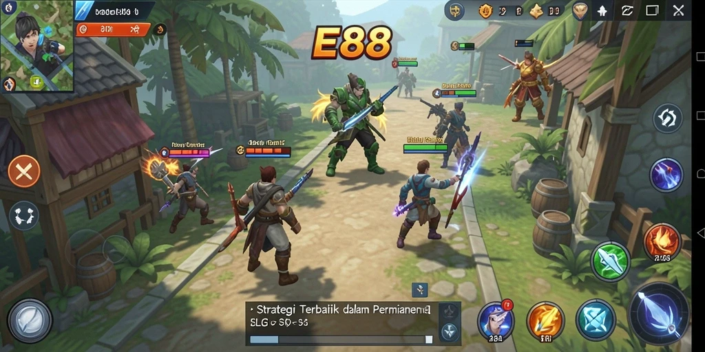 Screenshot E88 menampilkan pertempuran strategi yang mendebarkan.