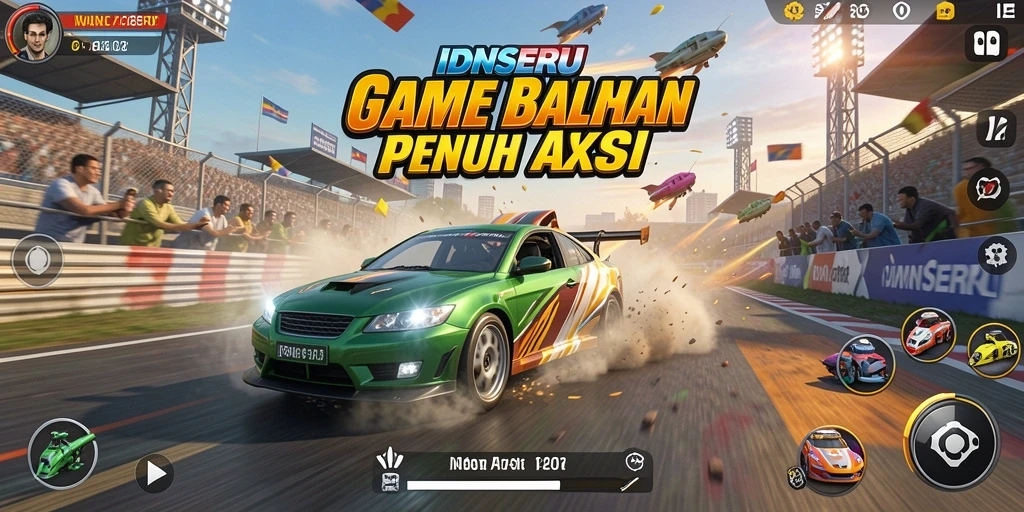 Tampilan gameplay seru dari balapan di IDNSERU.