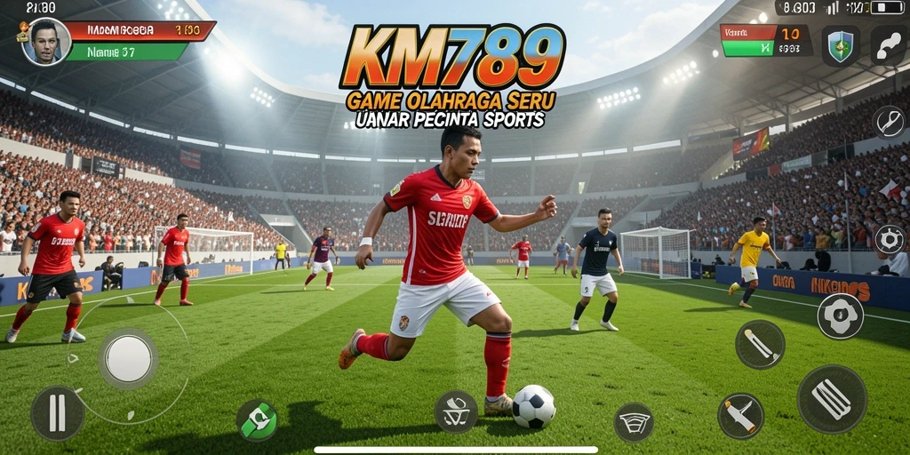 Tampilan gameplay seru dalam KM789 yang menampilkan pertandingan olahraga.