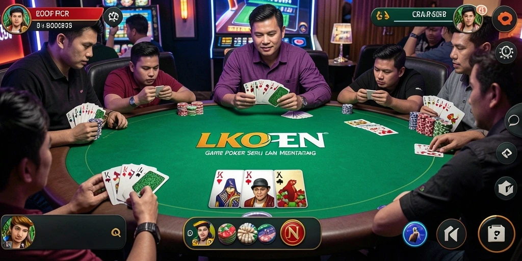 Tampilan gameplay menarik di LKOPEN yang menunjukkan aksi poker nyata.