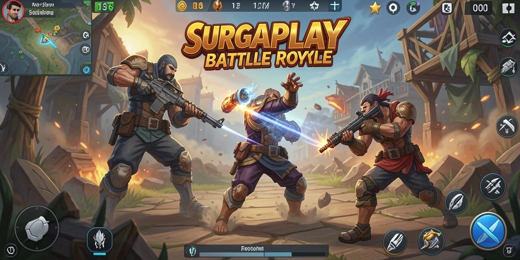 Gameplay intens SURGAPLAY dalam aksi Battle Royale.