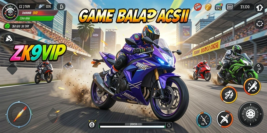 Tampilan gameplay ZK9VIP yang mengasyikkan dan balapan motor yang seru.